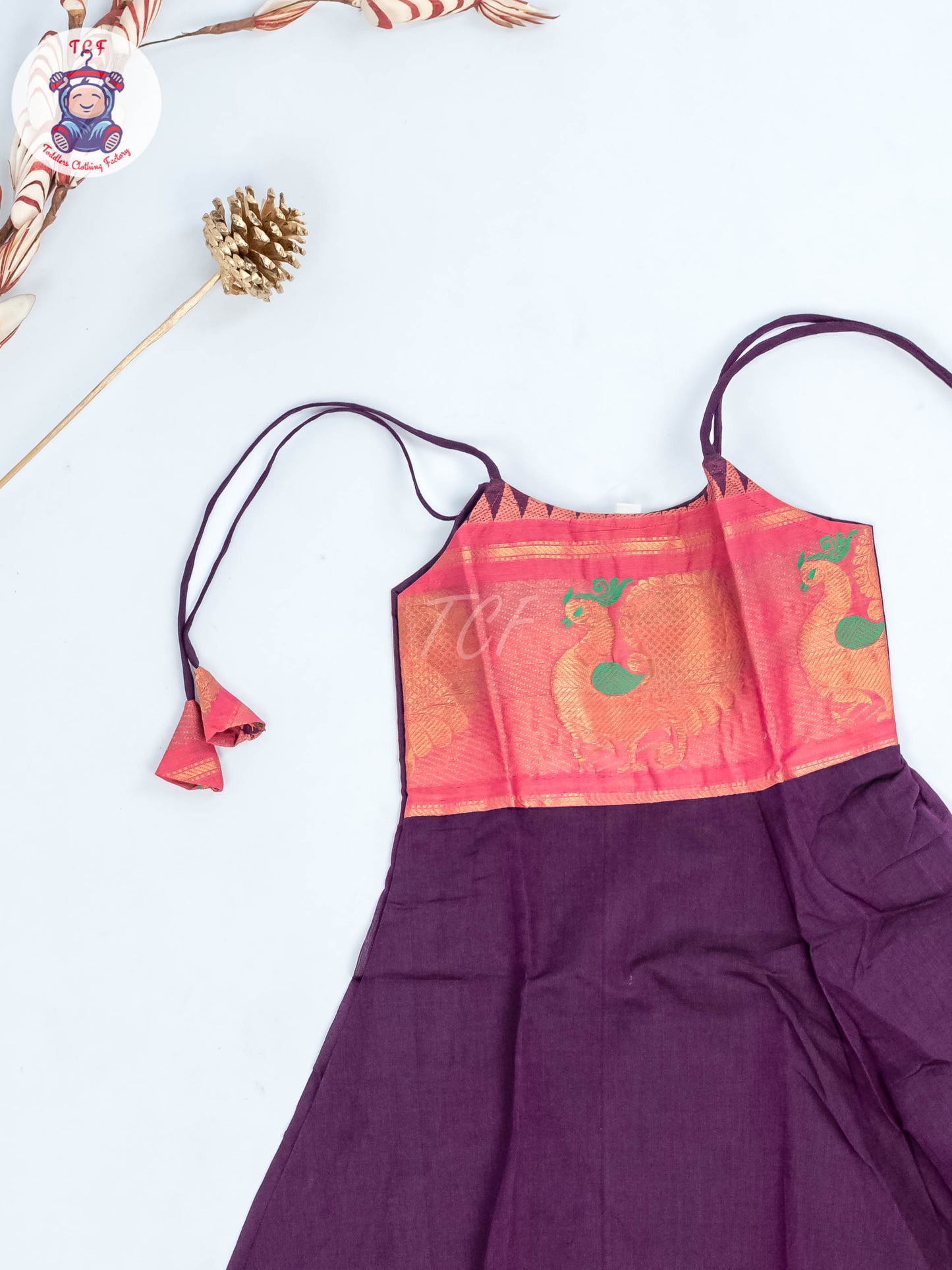Violet & Pink - Girls Chettinad Cotton Knot Frock