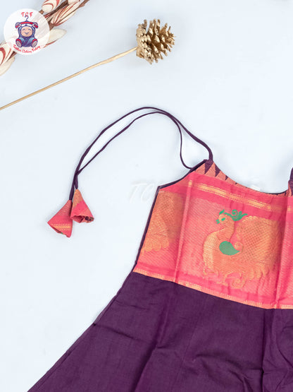 Violet & Pink - Girls Chettinad Cotton Knot Frock