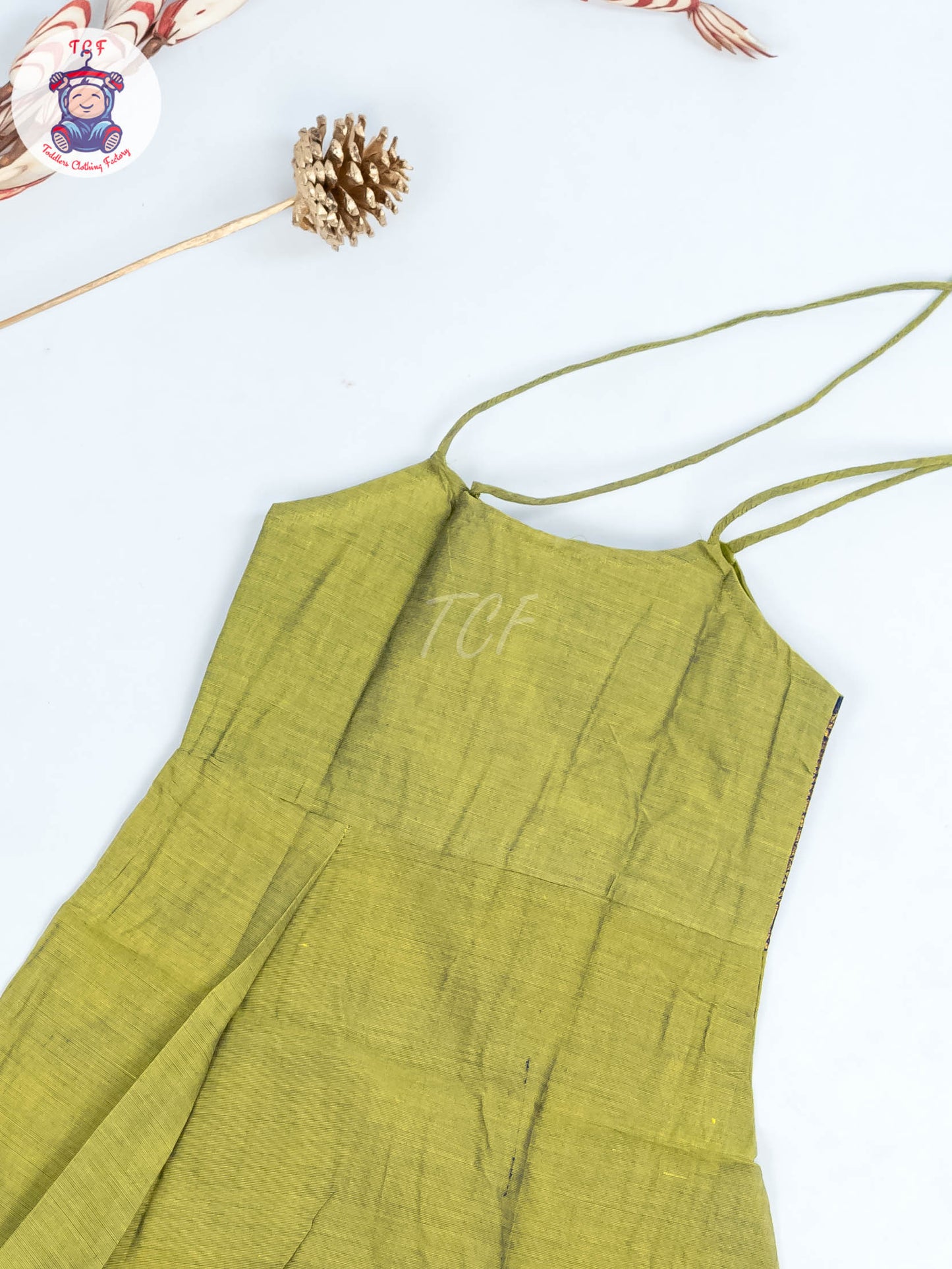 Light Green & Blue - Girls Chettinad Cotton Knot Frock