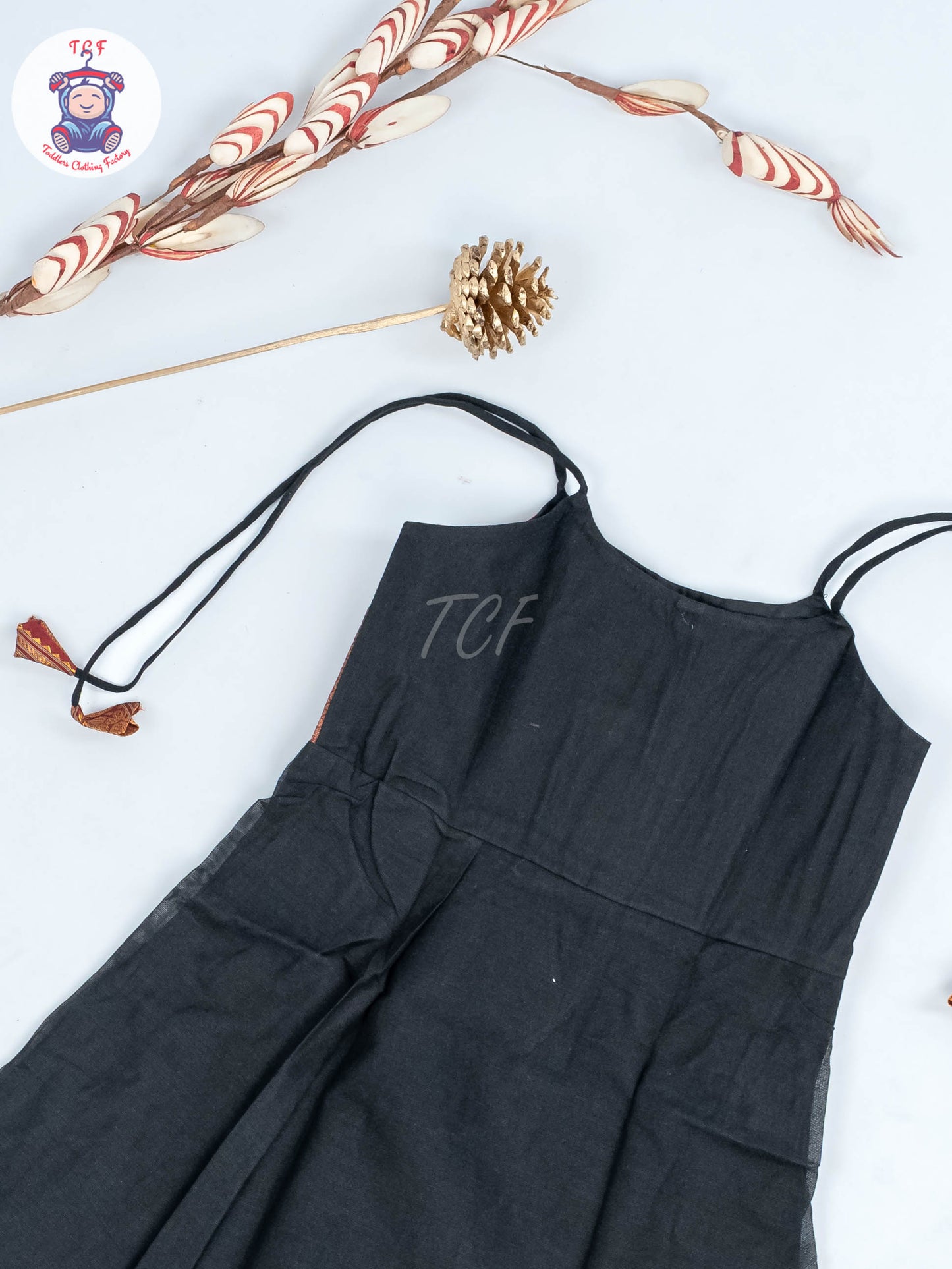 Black & Red - Girls Chettinad Cotton Knot Frock