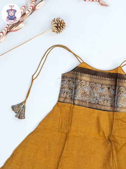 Mustard & Black - Girls Chettinad Cotton Knot Frock