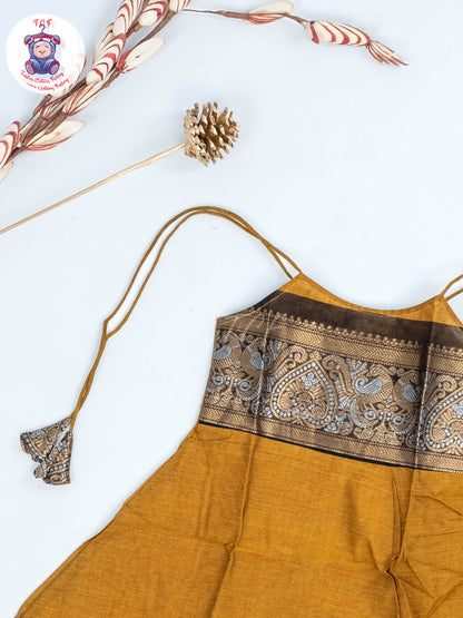 Mustard & Black - Girls Chettinad Cotton Knot Frock