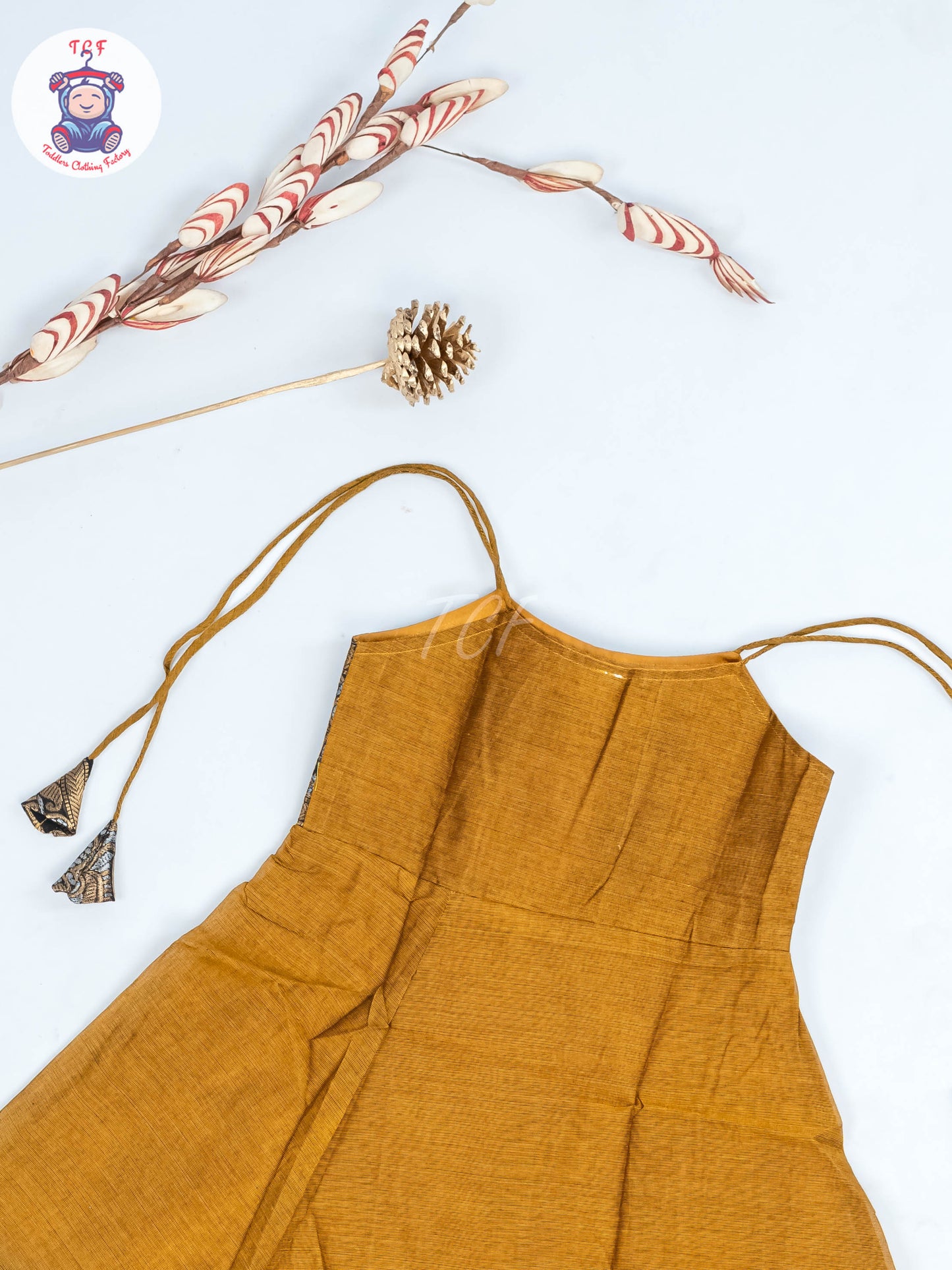 Mustard & Black - Girls Chettinad Cotton Knot Frock