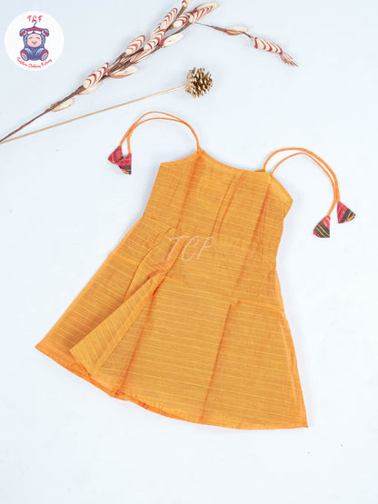 Orange & Pink - Girls Chettinad Cotton Knot Frock