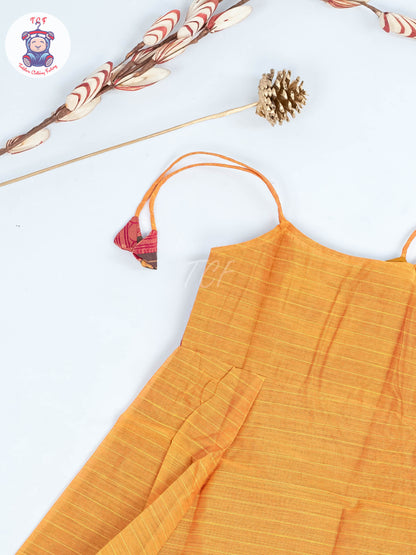 Orange & Pink - Girls Chettinad Cotton Knot Frock