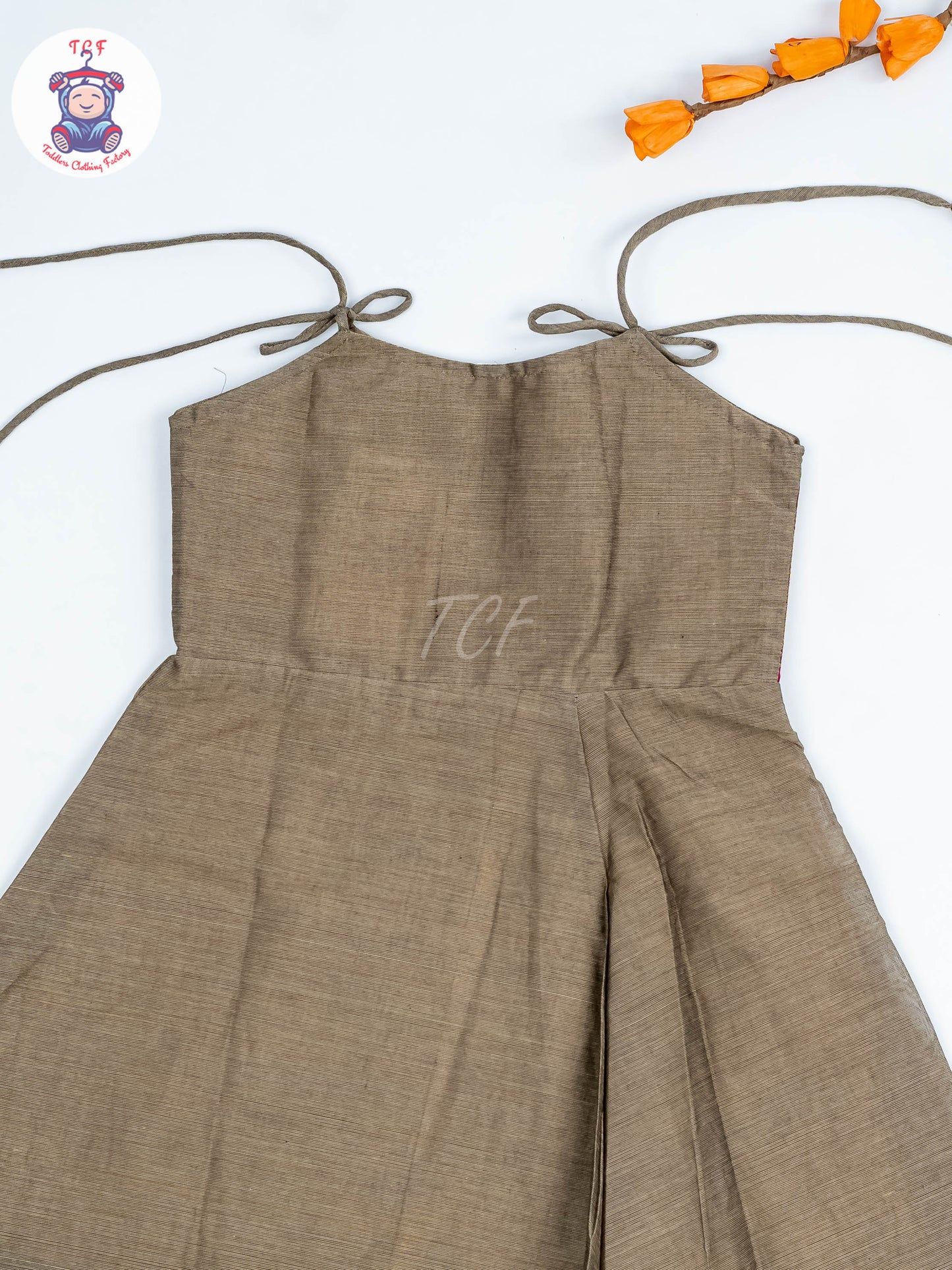 Coffee Brown & Maroon - Girls Chettinad Cotton Knot Frock