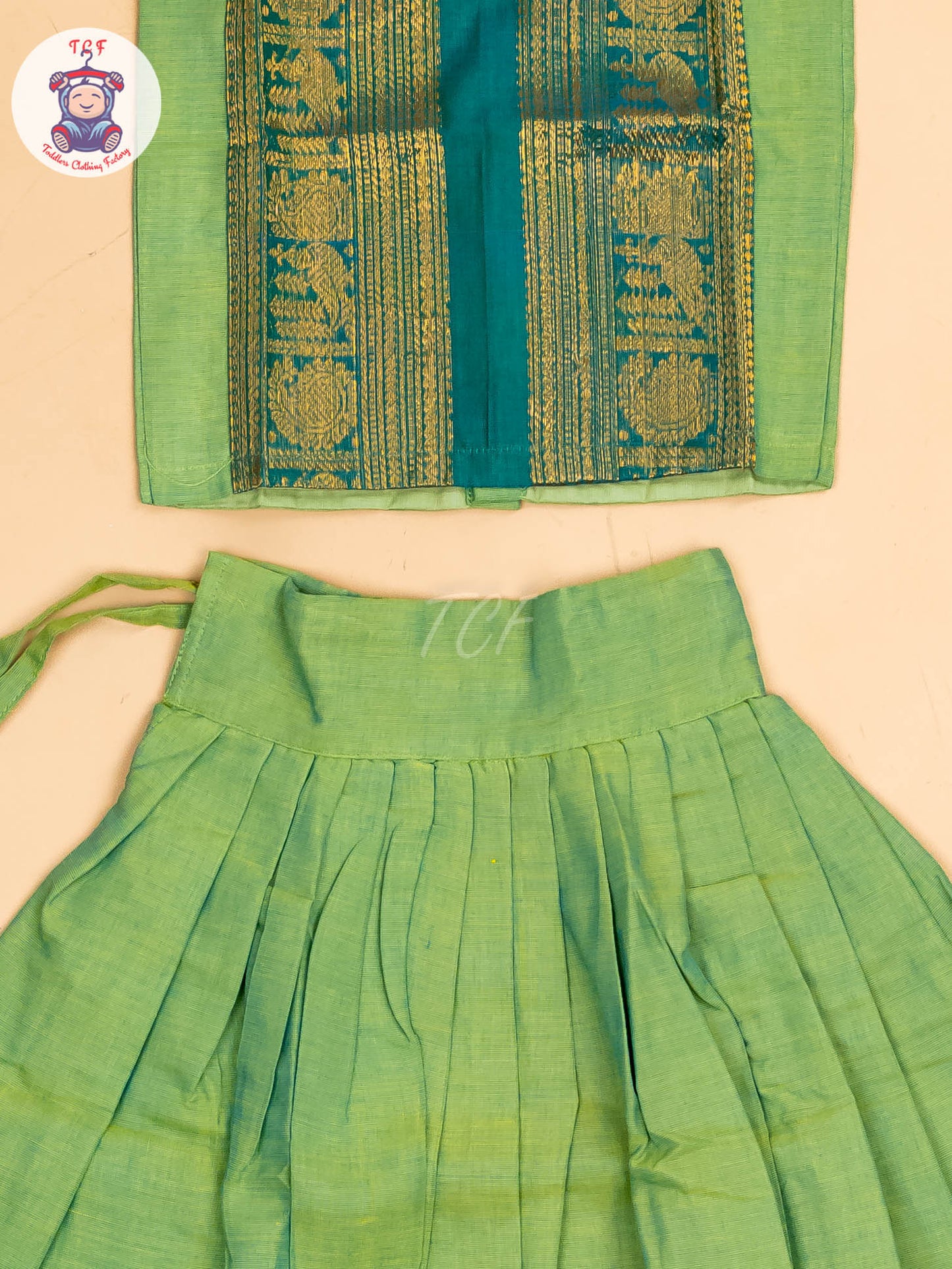 Green & Sky Blue - Chettinad Cotton Pavadai Sattai