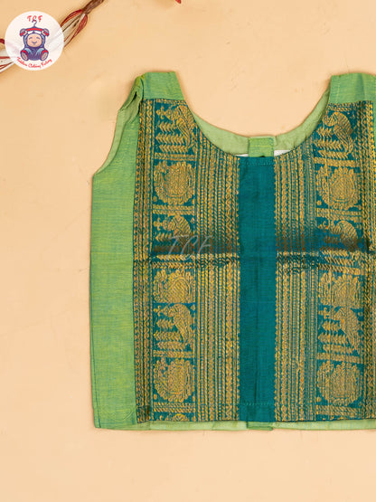 Green & Sky Blue - Chettinad Cotton Pavadai Sattai