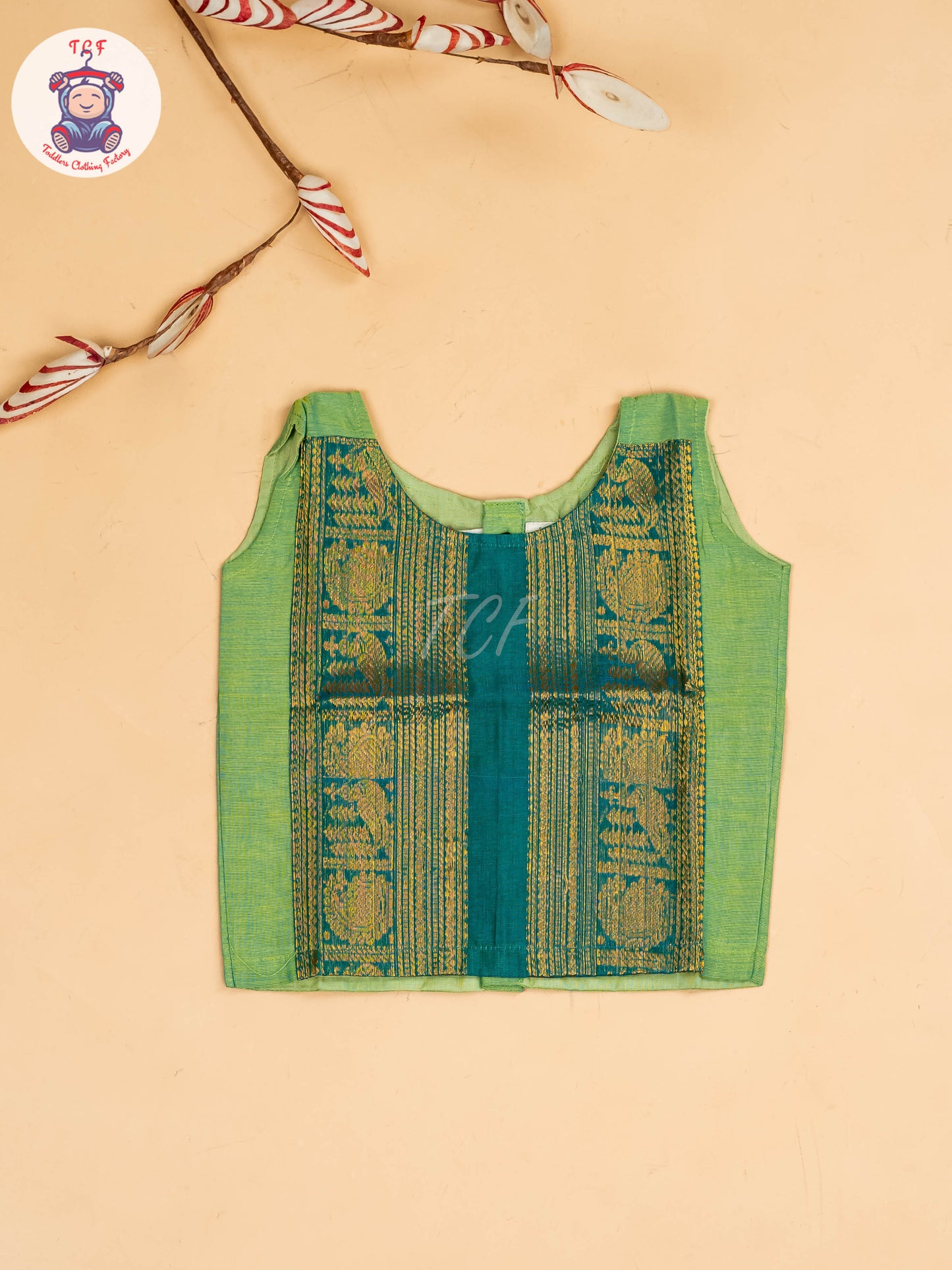 Green & Sky Blue - Chettinad Cotton Pavadai Sattai