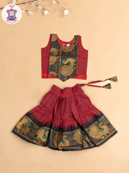 Maroon & Black - Chettinad Cotton Pavadai Sattai