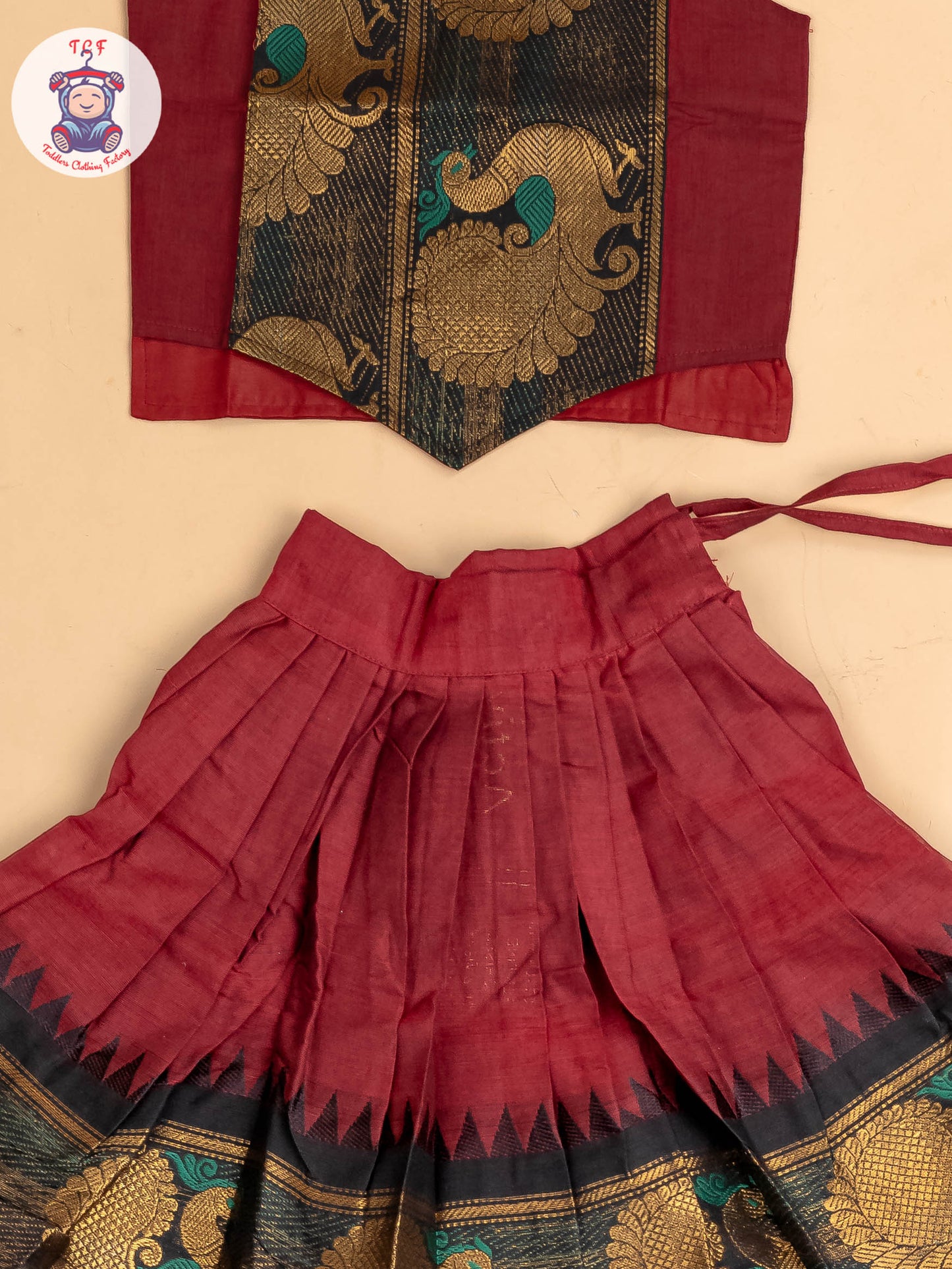 Maroon & Black - Chettinad Cotton Pavadai Sattai