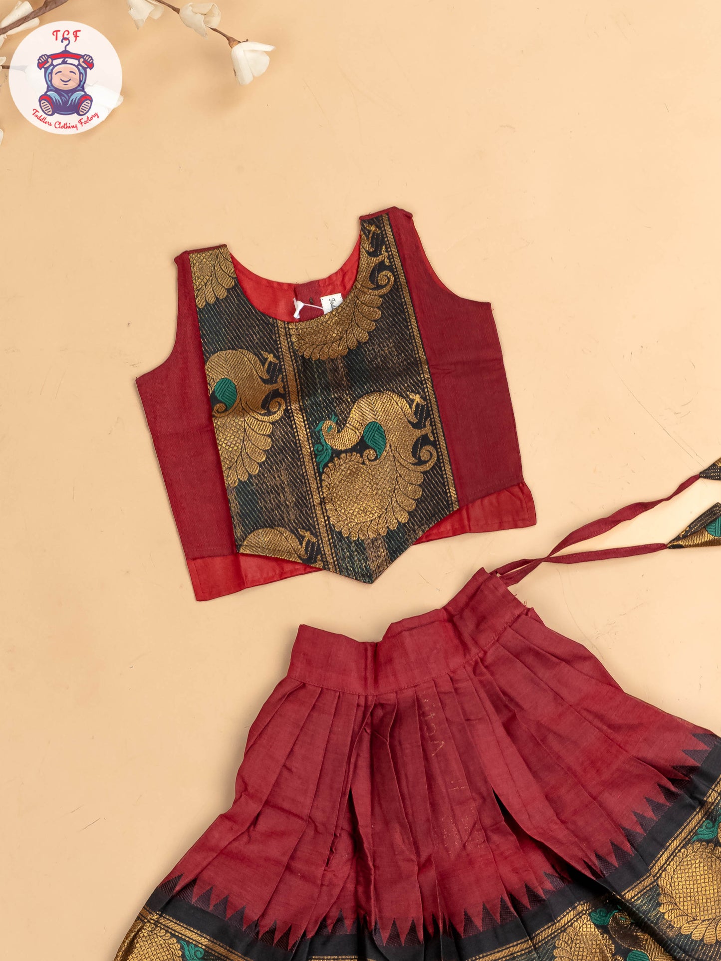 Maroon & Black - Chettinad Cotton Pavadai Sattai