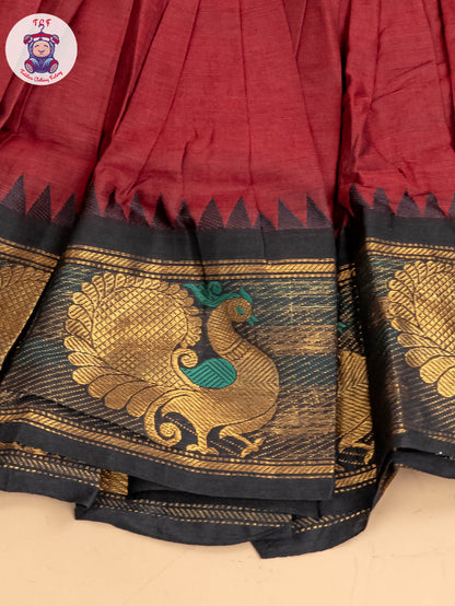 Maroon & Black - Chettinad Cotton Pavadai Sattai