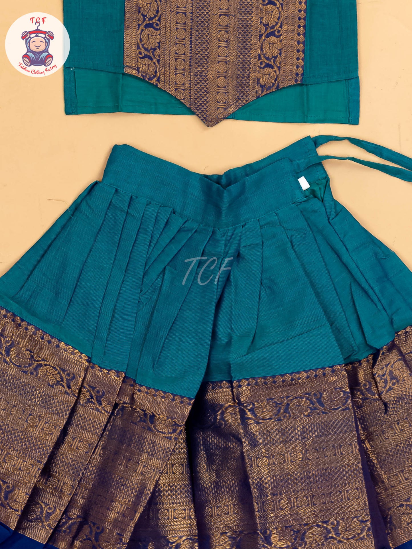Sky Blue & Navy Blue - Chettinad Cotton Pavadai Sattai