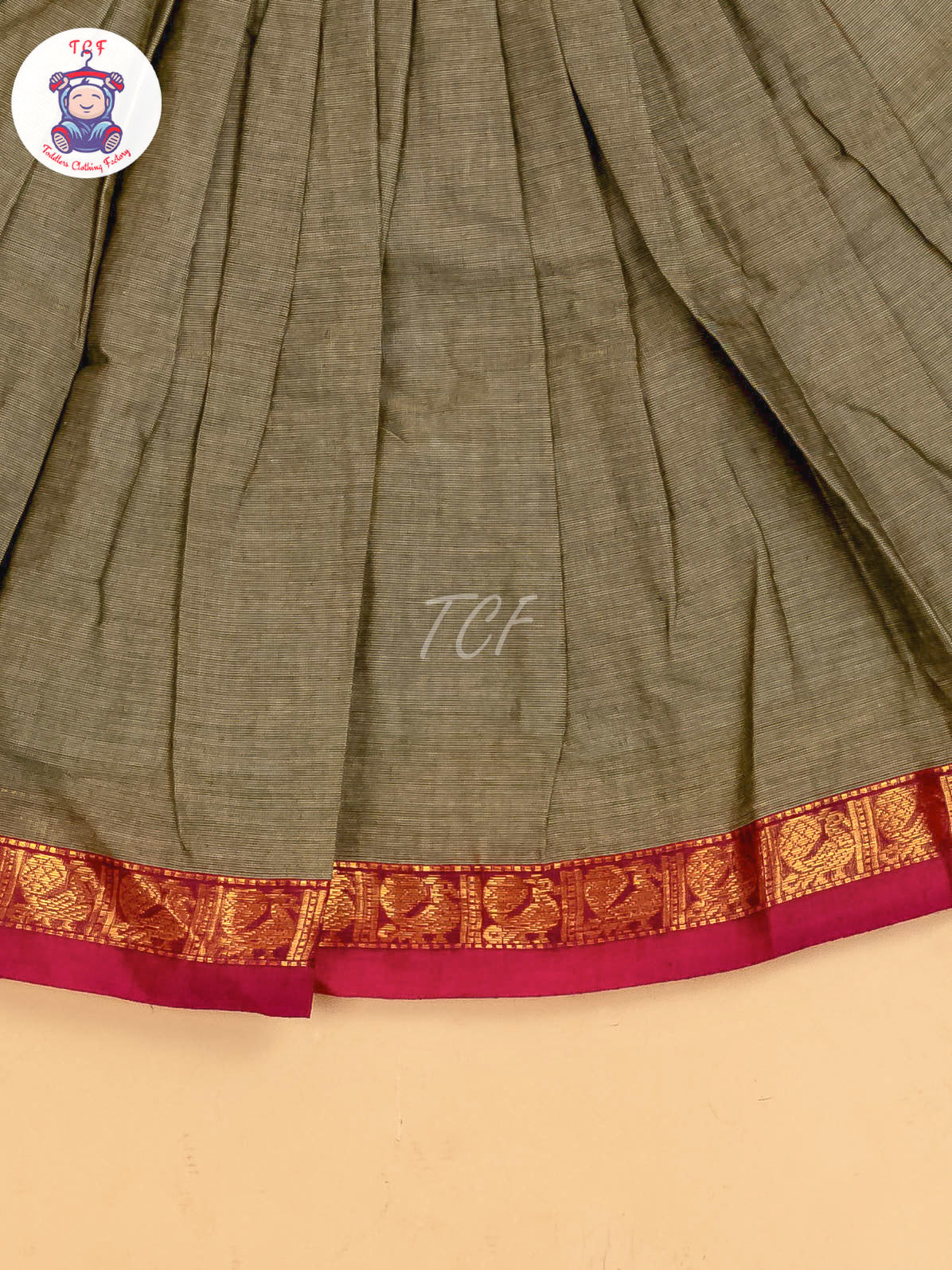 Brown & Maroon - Chettinad Cotton Pavadai Sattai