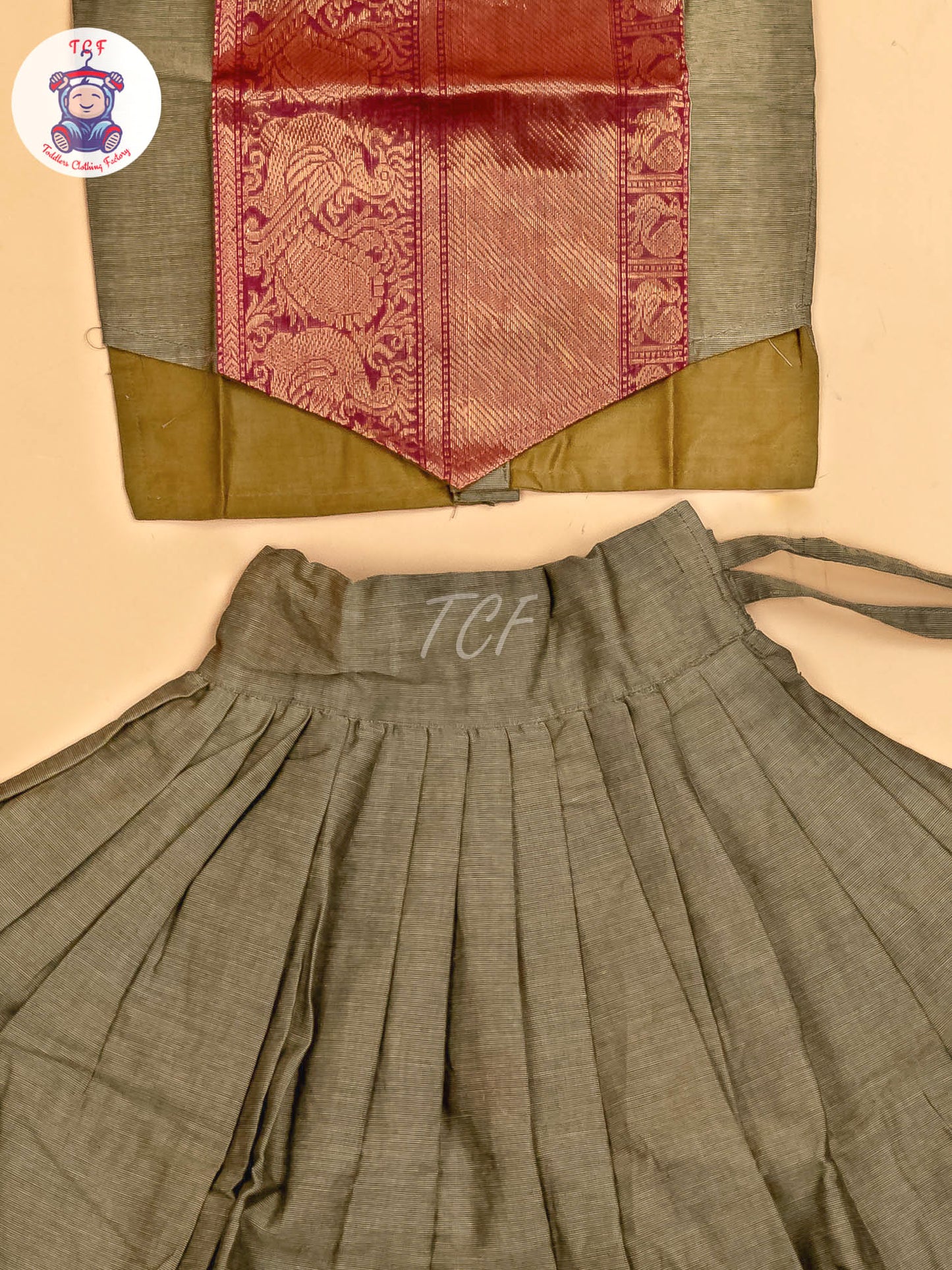 Brown & Maroon - Chettinad Cotton Pavadai Sattai