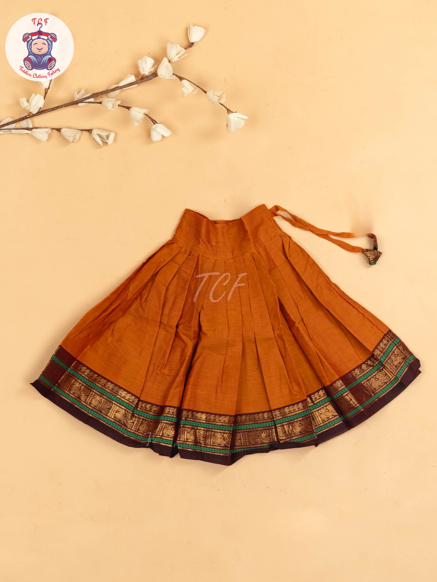 Rust Orange &Maroon - Chettinad Cotton Pavadai Sattai