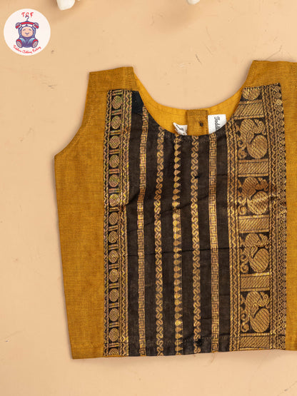 Mustard & Black - Chettinad Cotton Pavadai Sattai