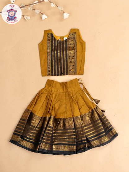 Mustard & Black - Chettinad Cotton Pavadai Sattai