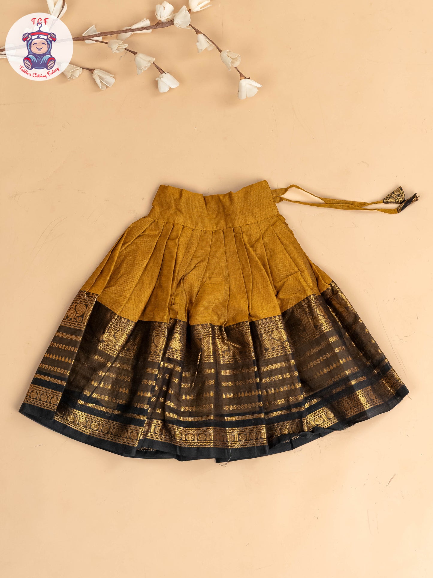 Mustard & Black - Chettinad Cotton Pavadai Sattai