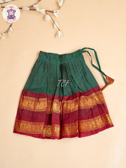 Dark Green & Maroon- Girls Chettinad Cotton Pavadai Sattai