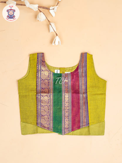 Light Green & Pink- Girls Chettinad Cotton  Pavadai Sattai