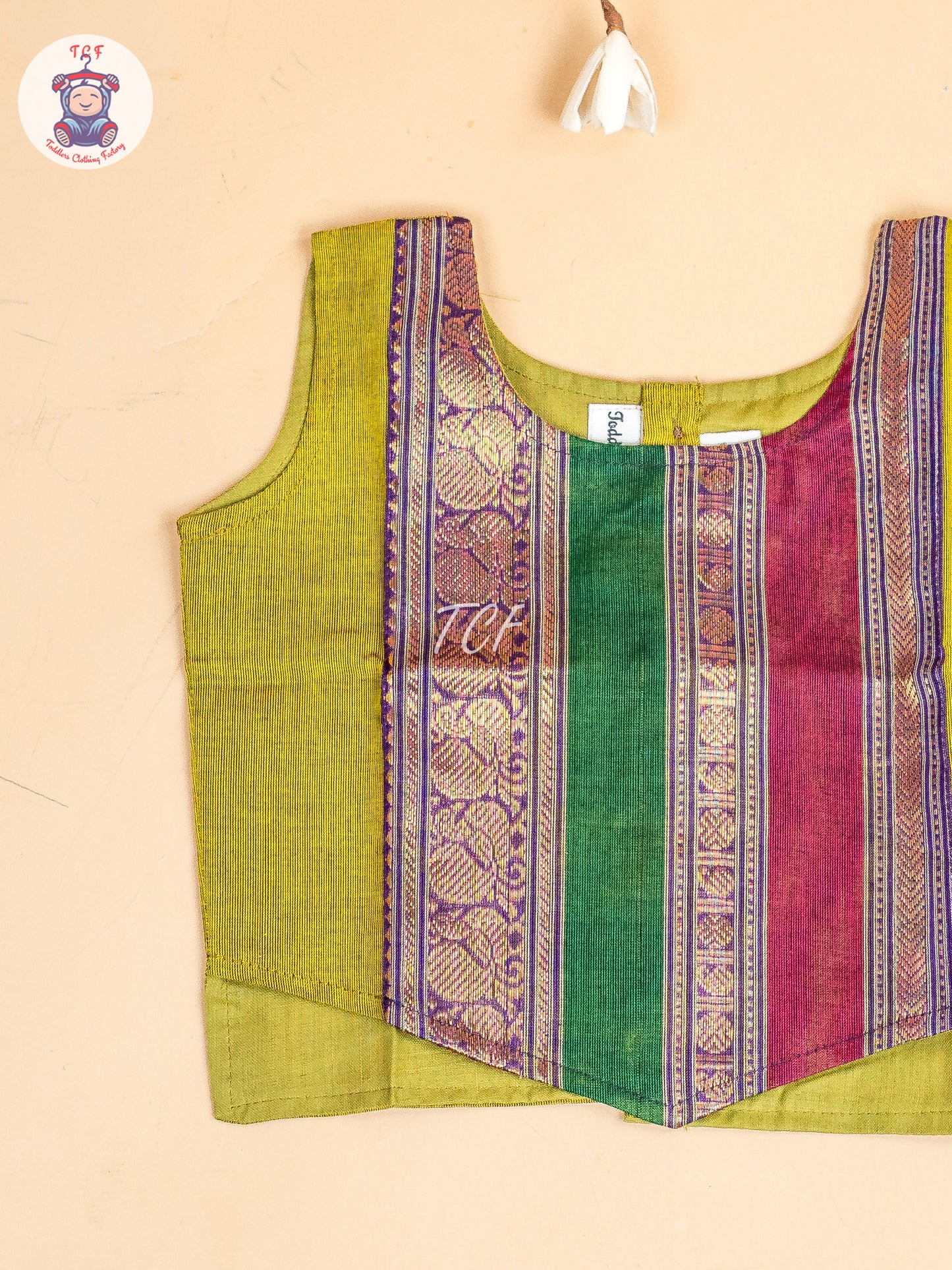 Light Green & Pink- Girls Chettinad Cotton  Pavadai Sattai