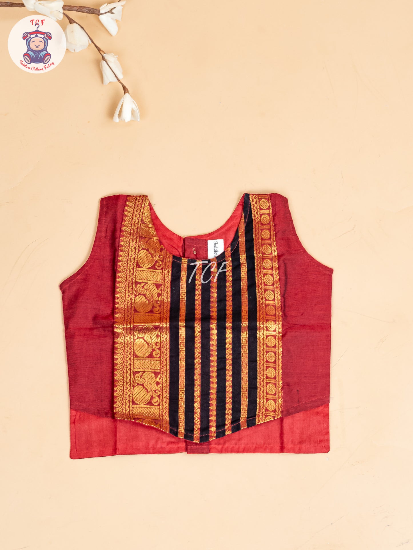 Black & Maroon - Girls Chettinad Cotton Pavadai Sattai