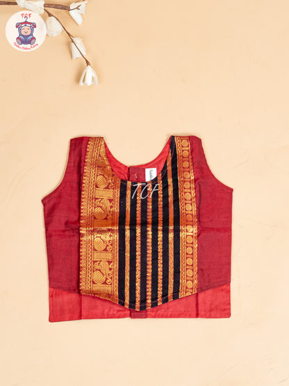 Black & Maroon - Girls Chettinad Cotton Pavadai Sattai