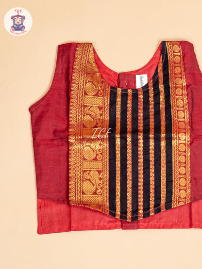 Black & Maroon - Girls Chettinad Cotton Pavadai Sattai