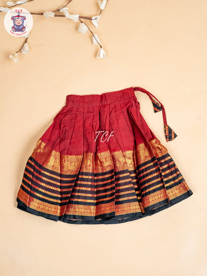 Black & Maroon - Girls Chettinad Cotton Pavadai Sattai