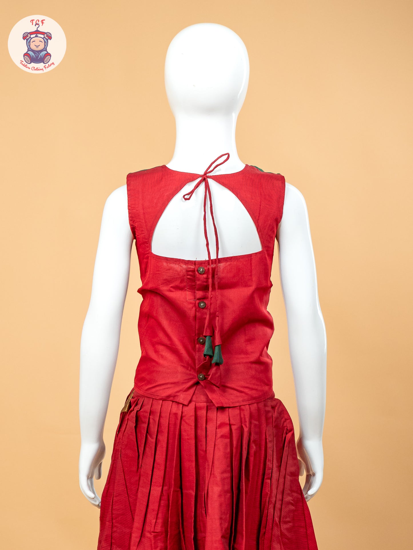 Dark Green & Maroon- Girls Chettinad Cotton Pavadai Sattai