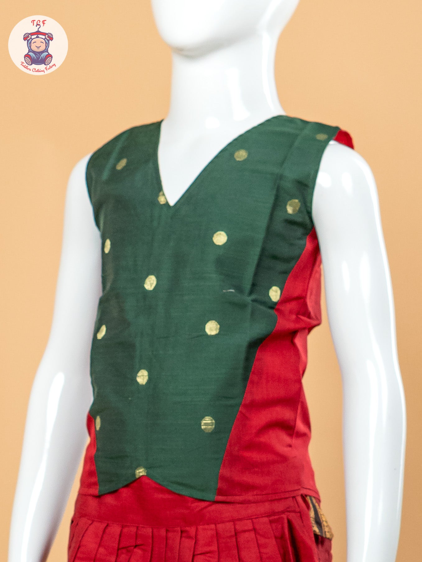 Dark Green & Maroon- Girls Chettinad Cotton Pavadai Sattai