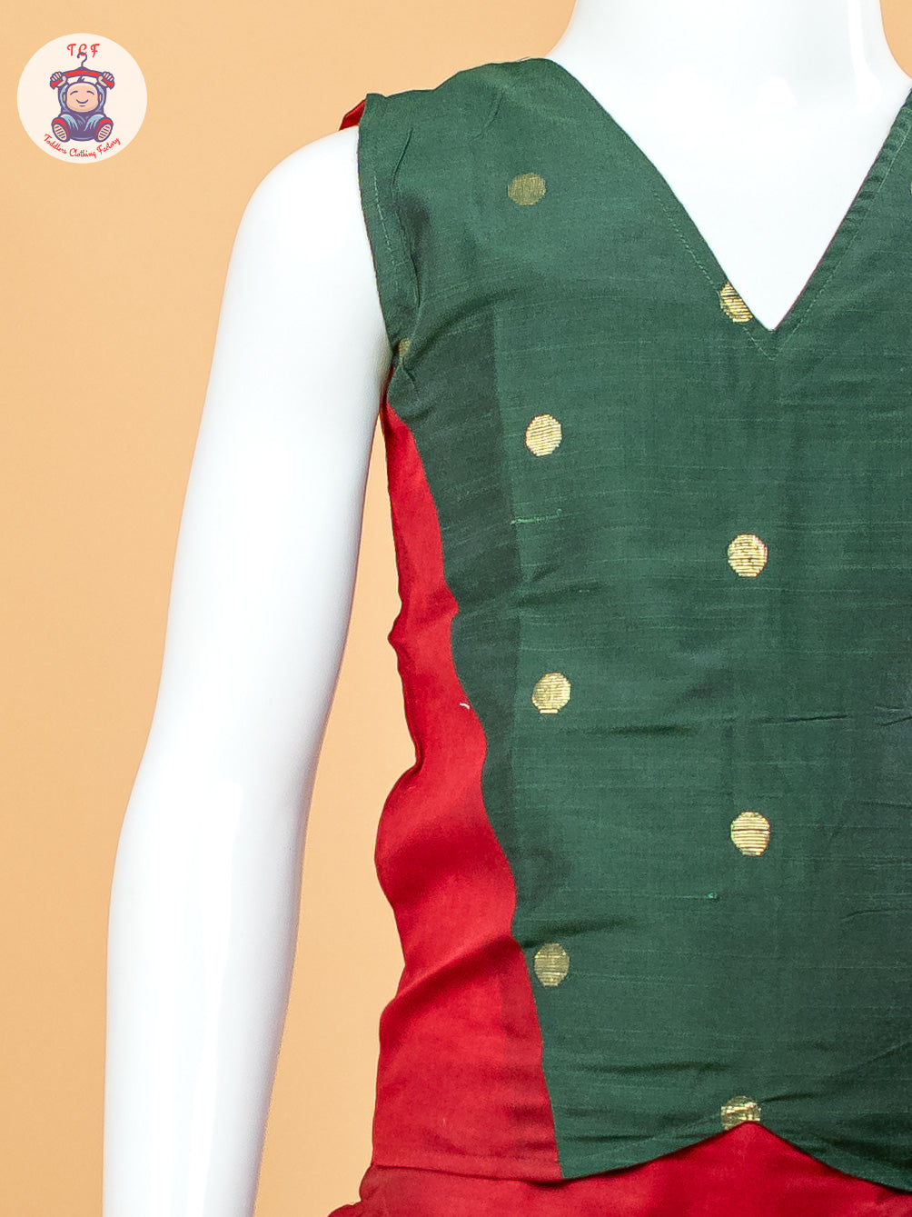 Dark Green & Maroon- Girls Chettinad Cotton Pavadai Sattai