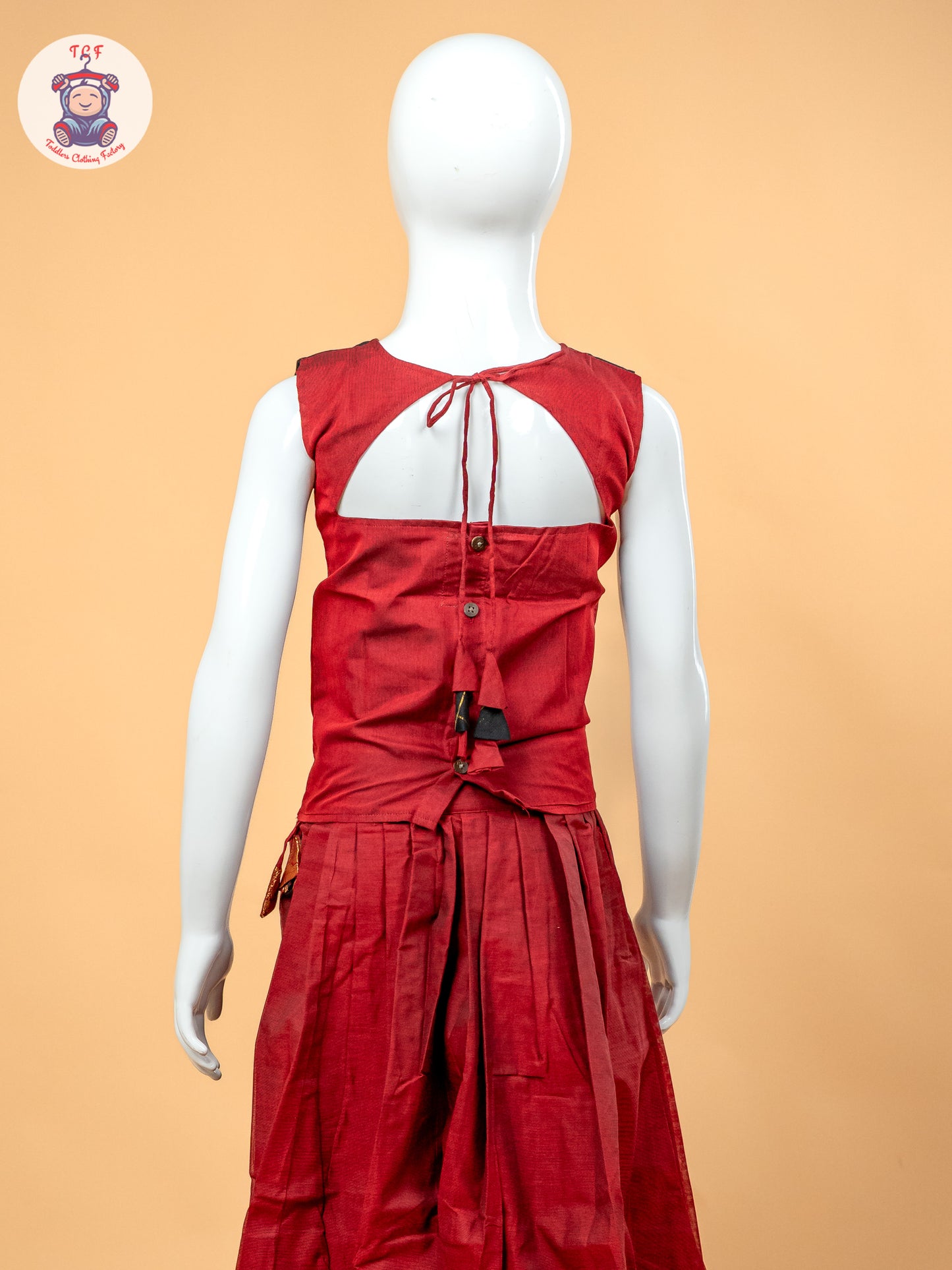 Black & Maroon - Girls Chettinad Cotton Pavadai Sattai