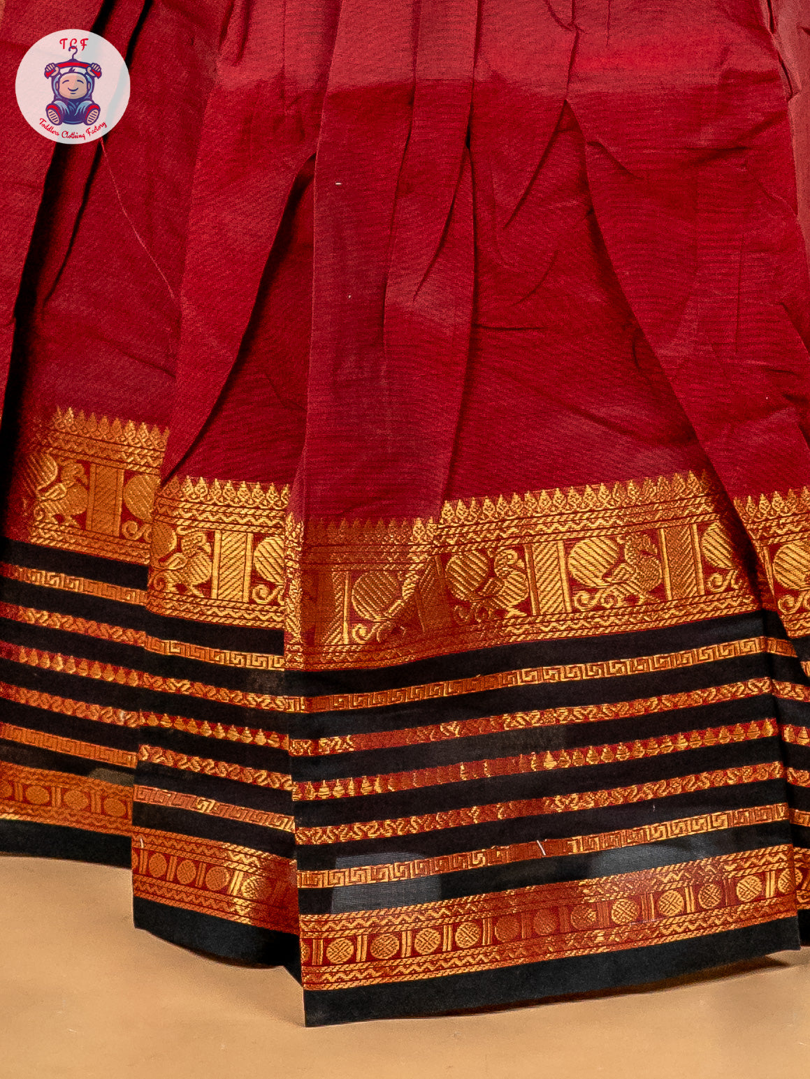 Black & Maroon - Girls Chettinad Cotton Pavadai Sattai