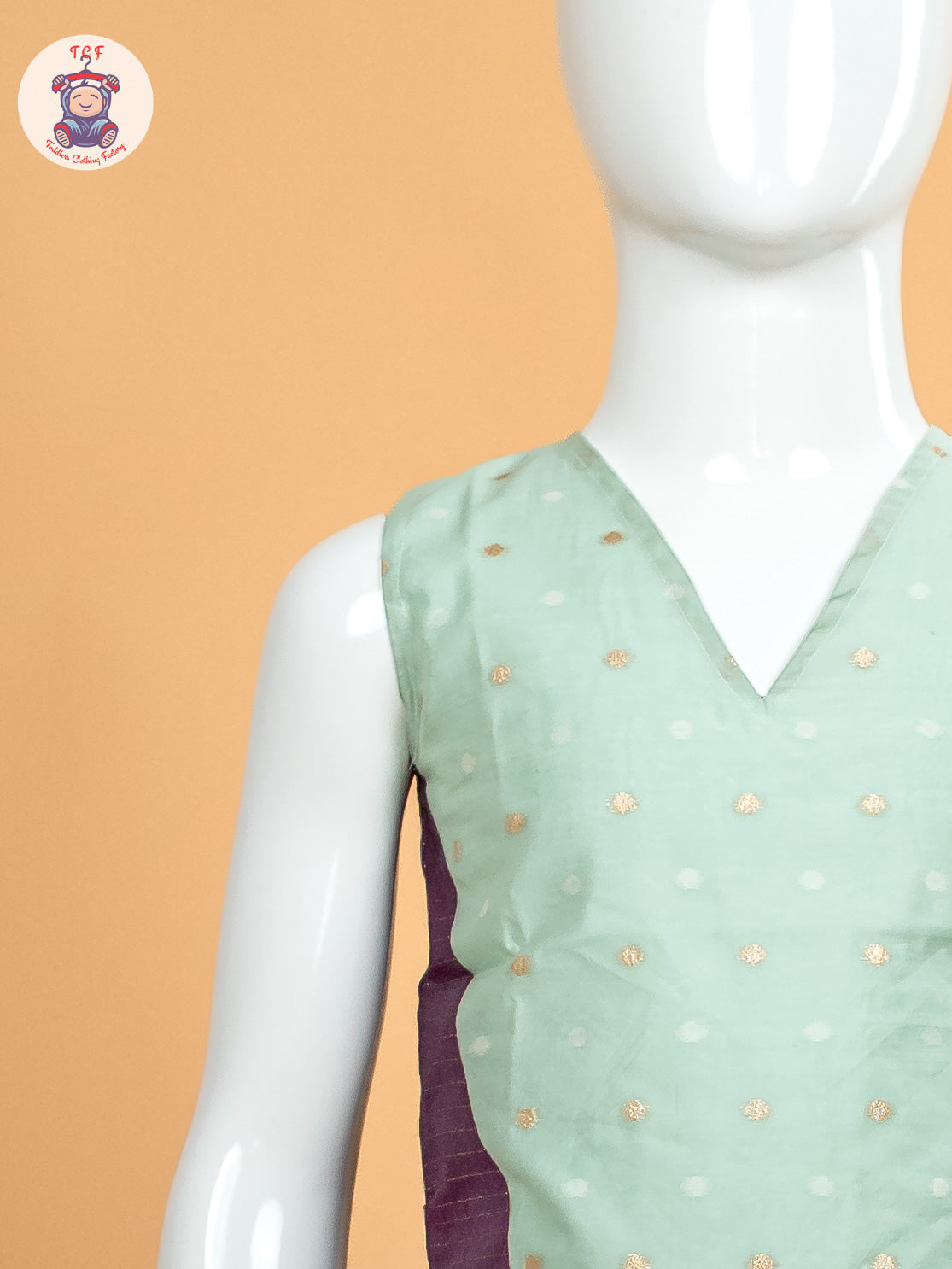 Pastal Green & Wine Girls Chettinad Cotton Pavadai Sattai
