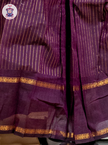 Pastal Green & Wine Girls Chettinad Cotton Pavadai Sattai