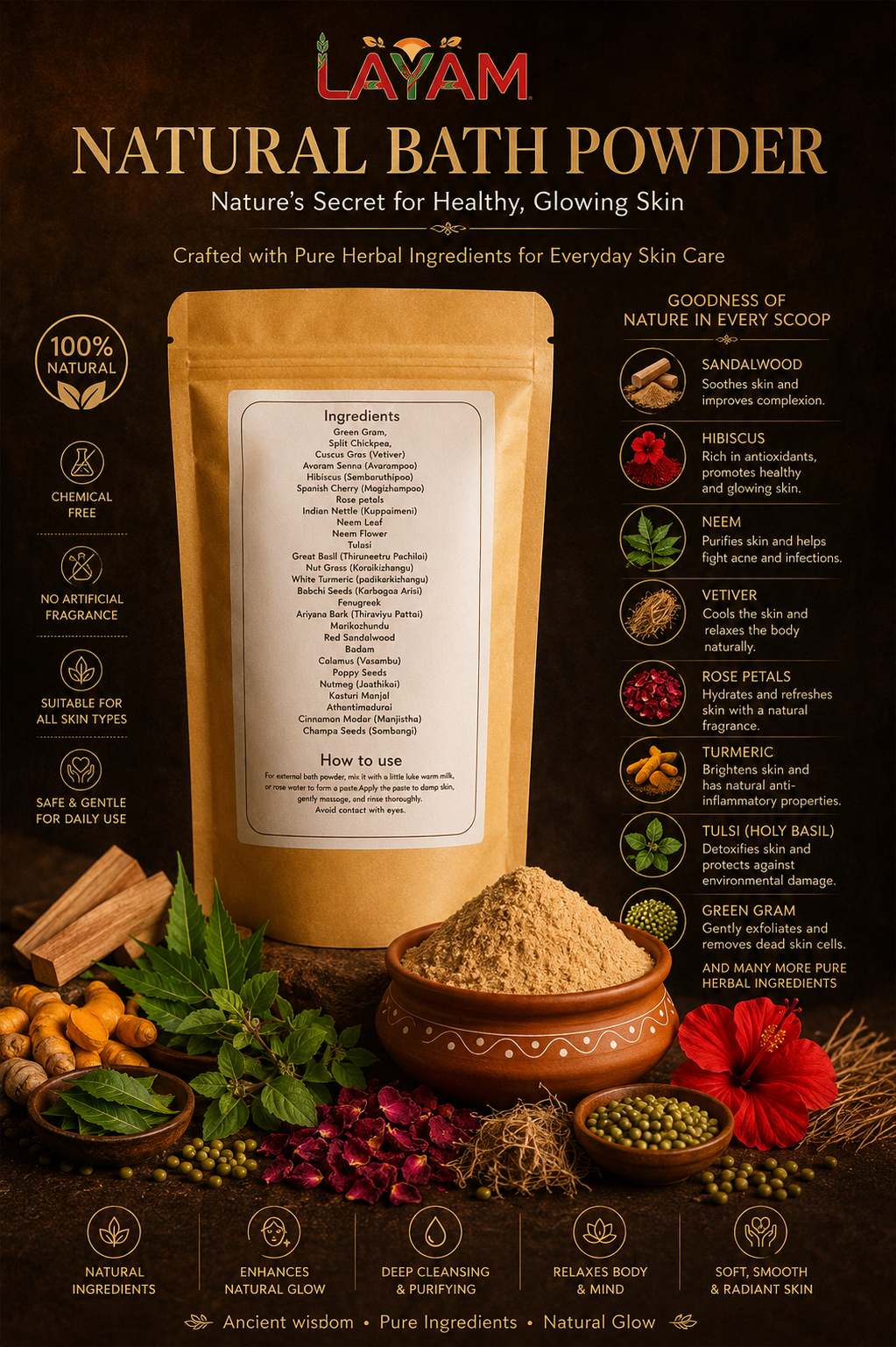 Layam Natural Bath Powder