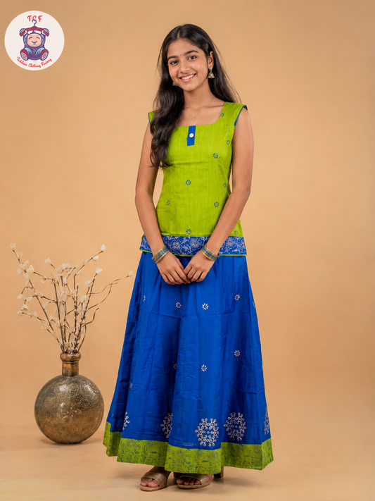 Green & Blue - Adult Readymade Pavadai Sattai