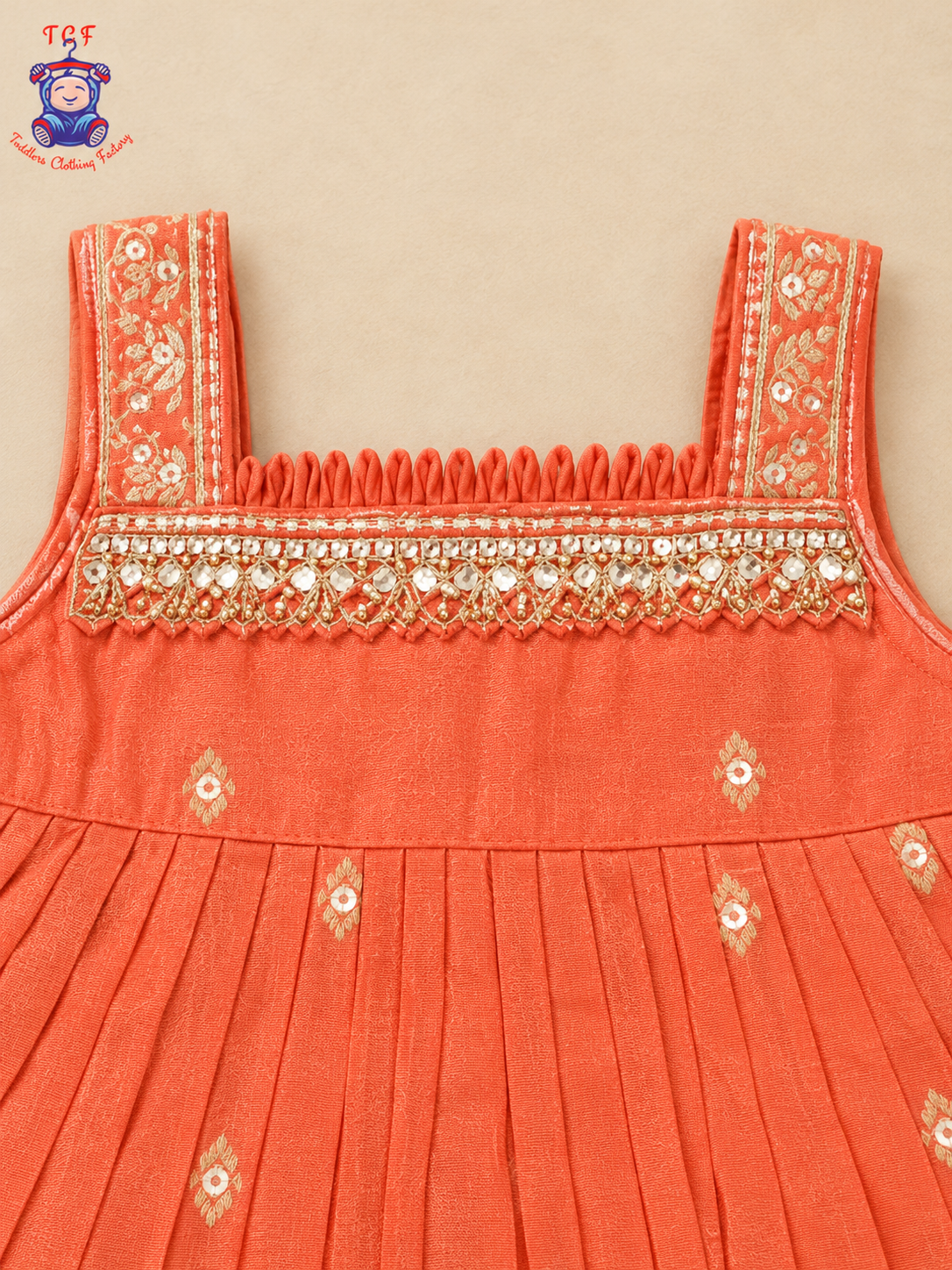 Peach Blossom Embroidered Sharara Set for Girls