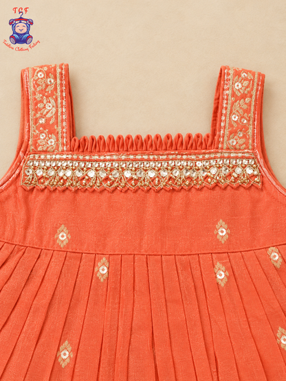 Peach Blossom Embroidered Sharara Set for Girls