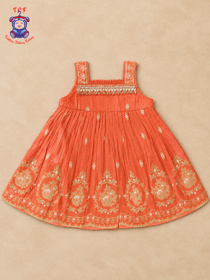 Peach Blossom Embroidered Sharara Set for Girls