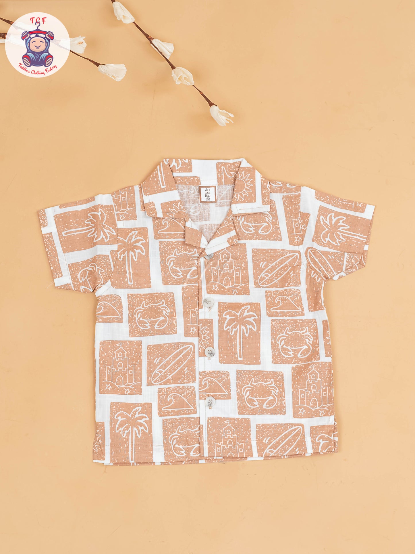 Brown & White - Boys Readymade Cotton Shirts & Shorts