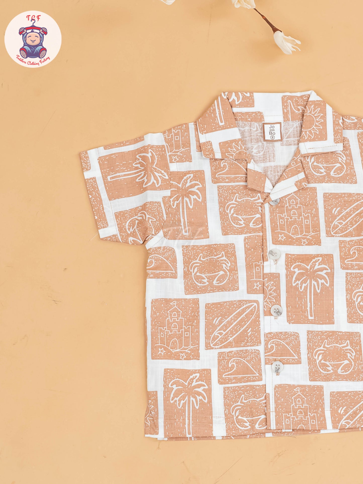 Brown & White - Boys Readymade Cotton Shirts & Shorts