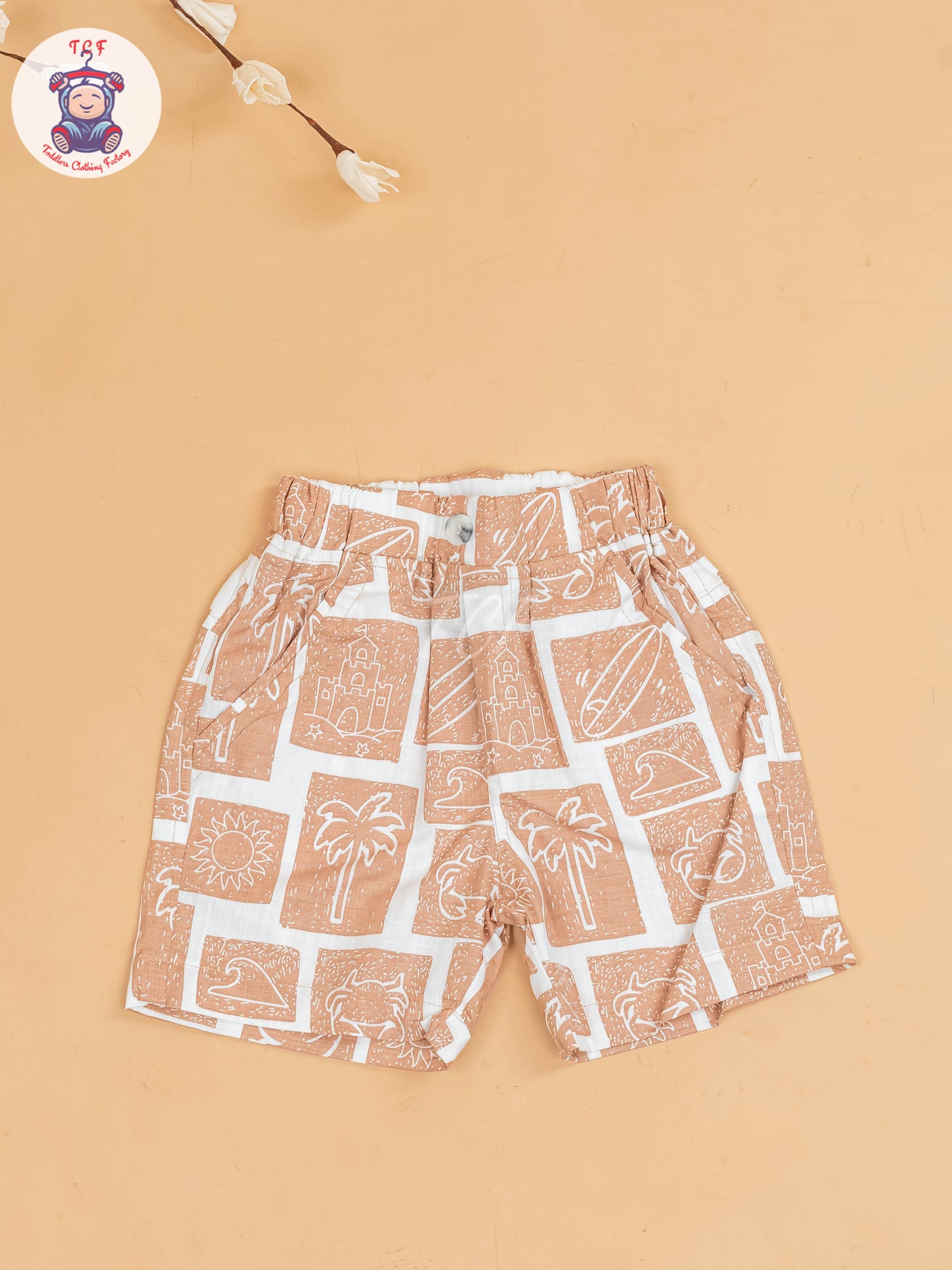 Brown & White - Boys Readymade Cotton Shirts & Shorts