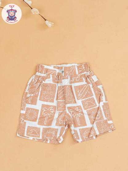 Brown & White - Boys Readymade Cotton Shirts & Shorts