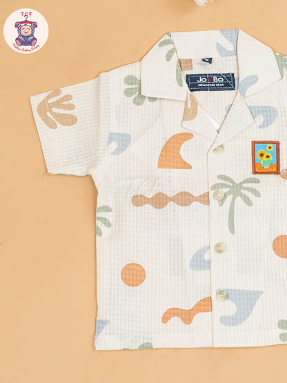 Cream - Boys Readymade Cotton Shirts & Shorts