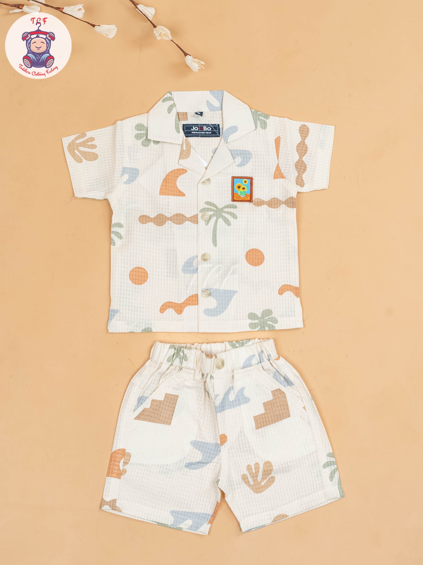 Cream - Boys Readymade Cotton Shirts & Shorts
