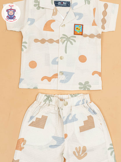 Cream - Boys Readymade Cotton Shirts & Shorts
